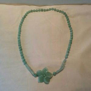 Jade necklace with flower pendant